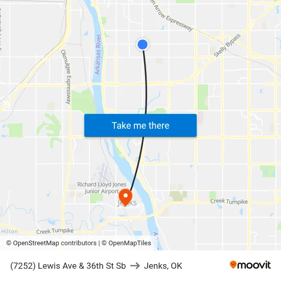 (7252) Lewis Ave & 36th St Sb to Jenks, OK map