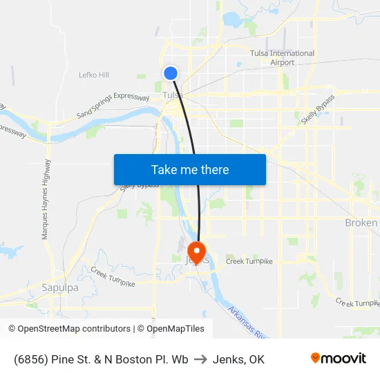 (6856) Pine St. & N Boston Pl. Wb to Jenks, OK map