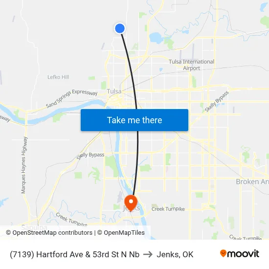 (7139) Hartford Ave & 53rd St N Nb to Jenks, OK map
