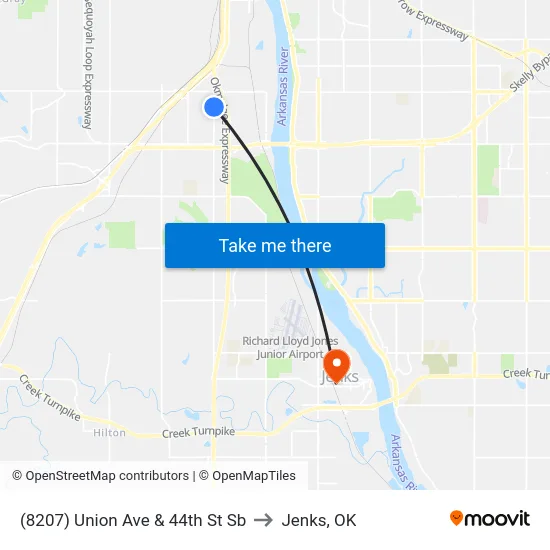 (8207) Union Ave & 44th St Sb to Jenks, OK map