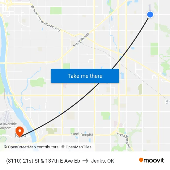 (8110) 21st St & 137th E Ave Eb to Jenks, OK map