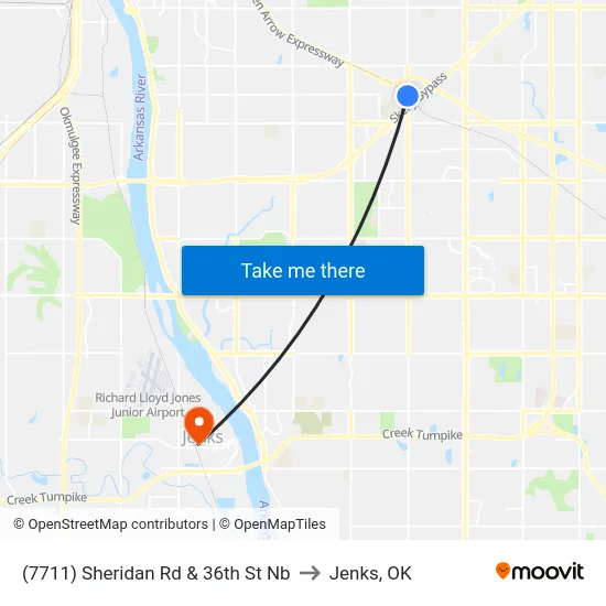 (7711) Sheridan Rd & 36th St Nb to Jenks, OK map