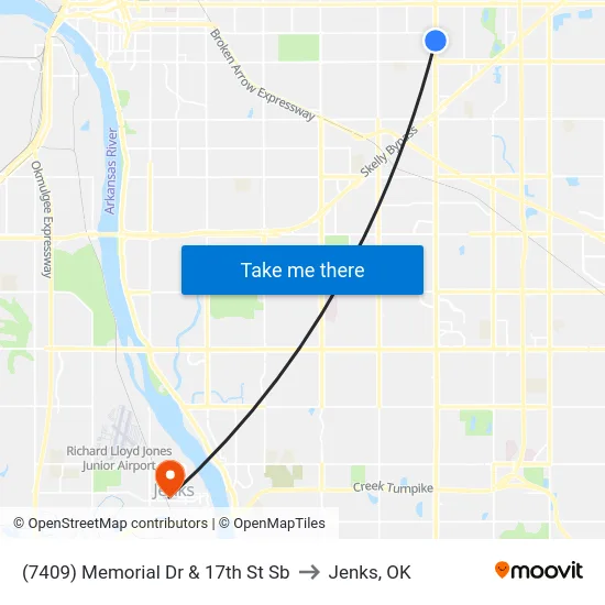 (7409) Memorial Dr & 17th St Sb to Jenks, OK map