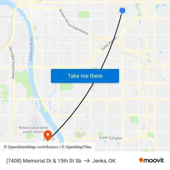 (7408) Memorial Dr & 15th St Sb to Jenks, OK map