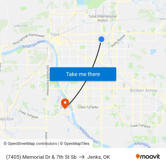 (7405) Memorial Dr & 7th St Sb to Jenks, OK map