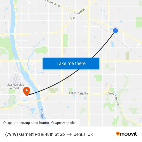 (7949) Garnett Rd & 48th St Sb to Jenks, OK map