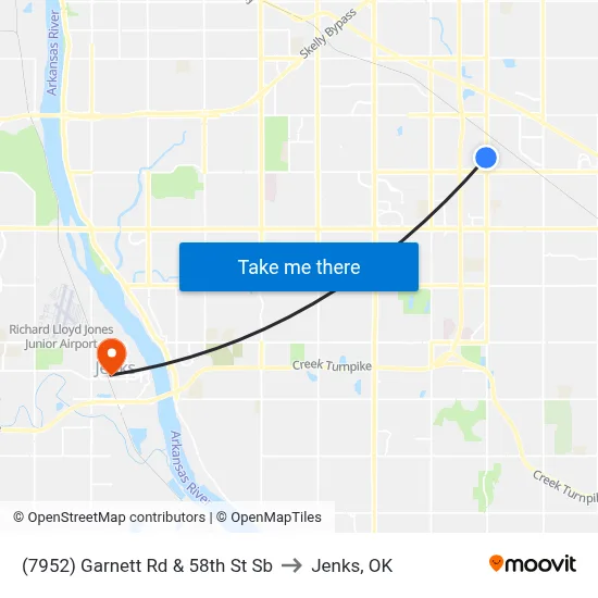 (7952) Garnett Rd & 58th St Sb to Jenks, OK map