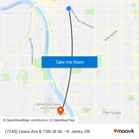 (7245) Lewis Ave & 15th St Sb to Jenks, OK map