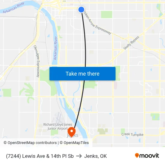 (7244) Lewis Ave & 14th Pl Sb to Jenks, OK map