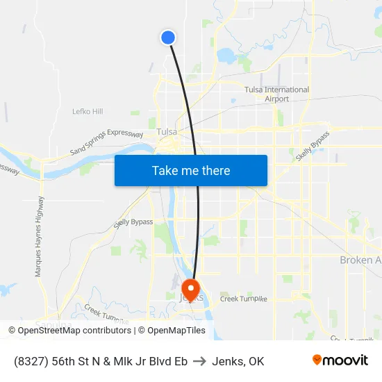 (8327) 56th St N & Mlk  Jr Blvd Eb to Jenks, OK map