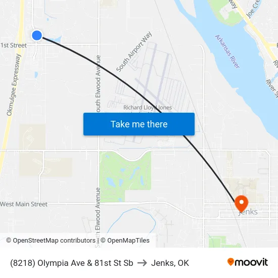 (8218) Olympia Ave & 81st St Sb to Jenks, OK map
