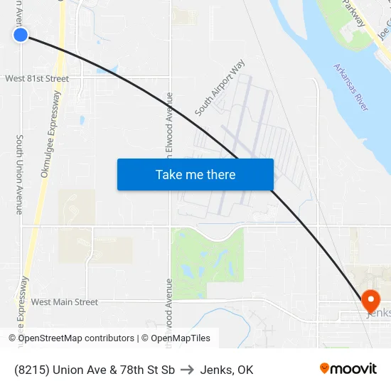 (8215) Union Ave & 78th St Sb to Jenks, OK map