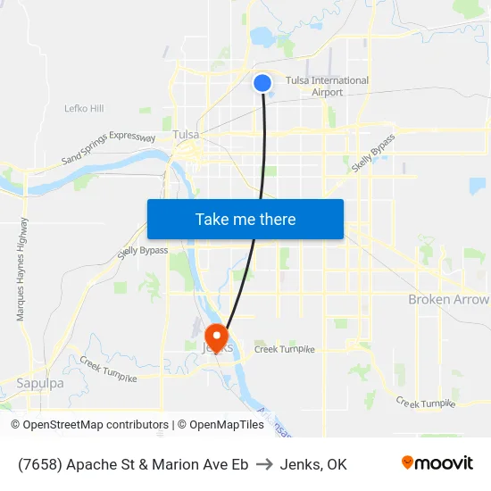(7658) Apache St & Marion Ave Eb to Jenks, OK map