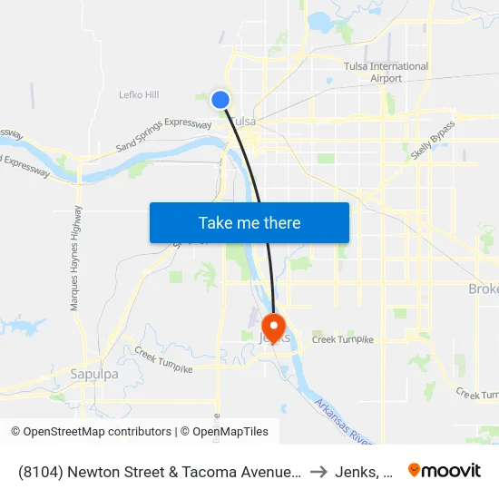 (8104) Newton Street & Tacoma Avenue Eb to Jenks, OK map