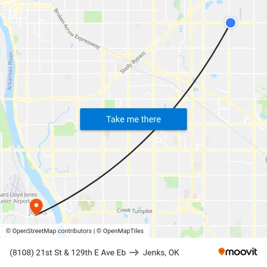 (8108) 21st St & 129th E Ave Eb to Jenks, OK map