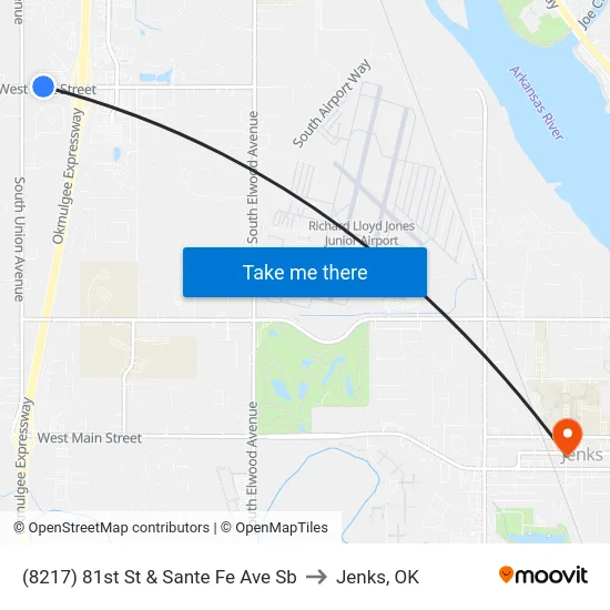 (8217) 81st St & Sante Fe Ave Sb to Jenks, OK map
