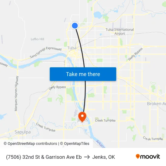(7506) 32nd St & Garrison Ave Eb to Jenks, OK map