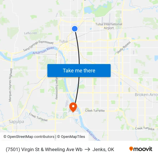 (7501) Virgin St & Wheeling Ave Wb to Jenks, OK map
