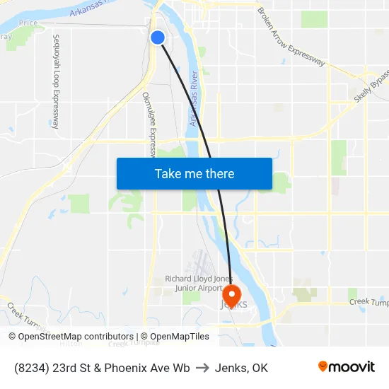 (8234) 23rd St & Phoenix Ave Wb to Jenks, OK map