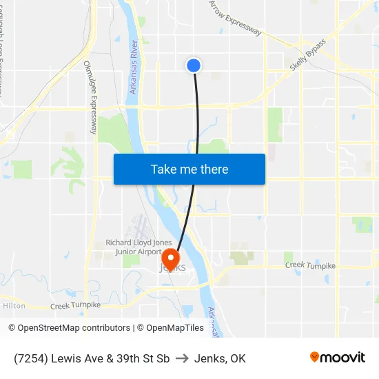 (7254) Lewis Ave & 39th St Sb to Jenks, OK map