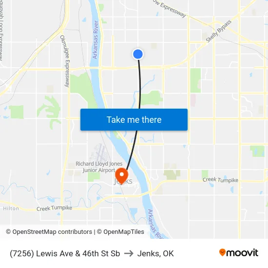 (7256) Lewis Ave & 46th St Sb to Jenks, OK map