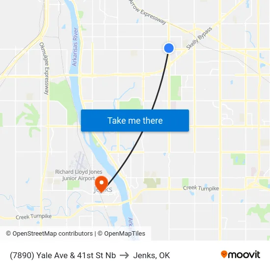 (7890) Yale Ave & 41st St Nb to Jenks, OK map