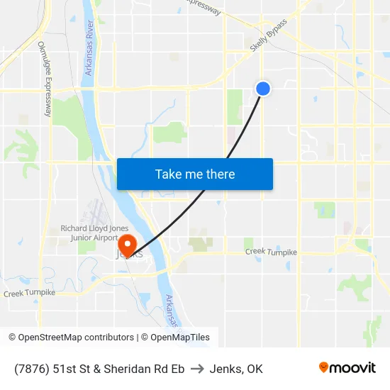 (7876) 51st St & Sheridan Rd Eb to Jenks, OK map