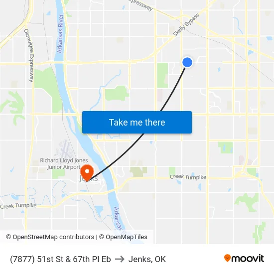 (7877) 51st St & 67th Pl Eb to Jenks, OK map