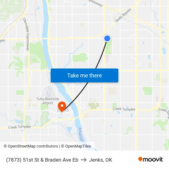 (7873) 51st St & Braden Ave Eb to Jenks, OK map