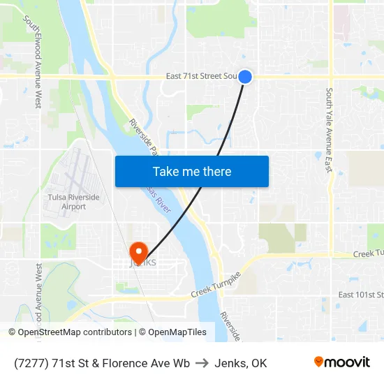 (7277) 71st St & Florence Ave Wb to Jenks, OK map