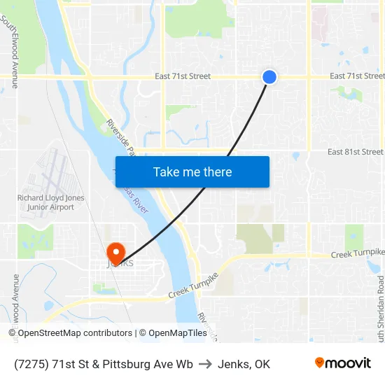 (7275) 71st St & Pittsburg Ave Wb to Jenks, OK map