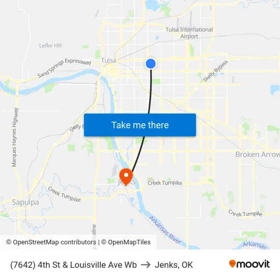 (7642) 4th St & Louisville Ave Wb to Jenks, OK map