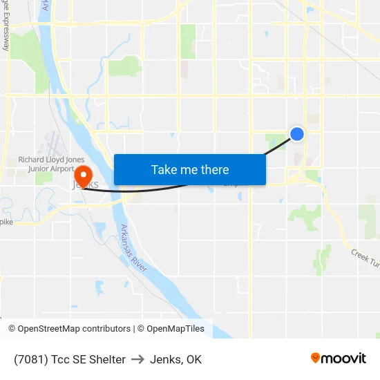 (7081) Tcc SE Shelter to Jenks, OK map
