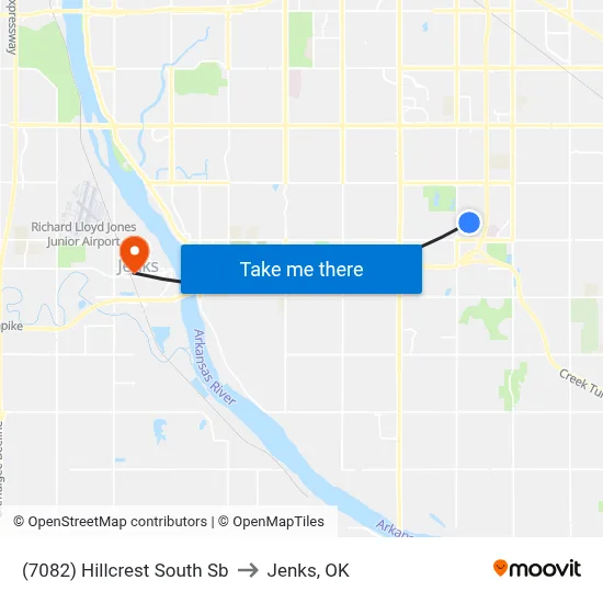 (7082) Hillcrest South Sb to Jenks, OK map