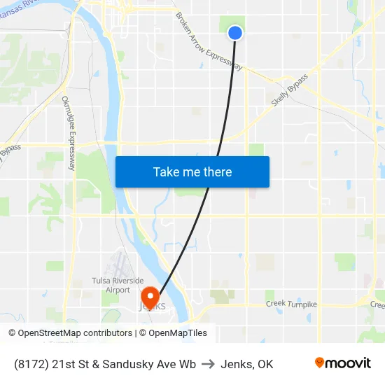 (8172) 21st St & Sandusky Ave Wb to Jenks, OK map