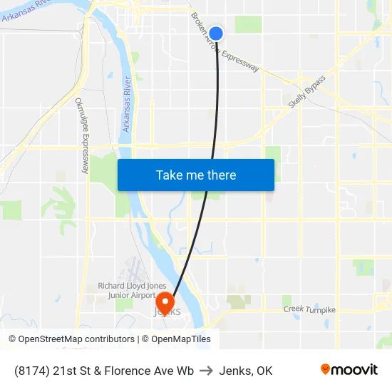 (8174) 21st St & Florence Ave Wb to Jenks, OK map