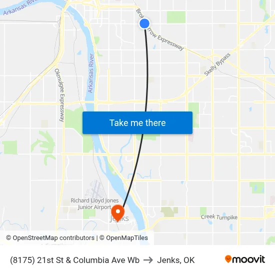 (8175) 21st St & Columbia Ave  Wb to Jenks, OK map
