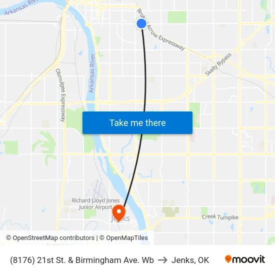 (8176) 21st St. & Birmingham Ave. Wb to Jenks, OK map