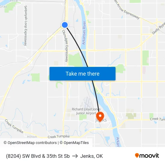 (8204) SW Blvd & 35th St Sb to Jenks, OK map