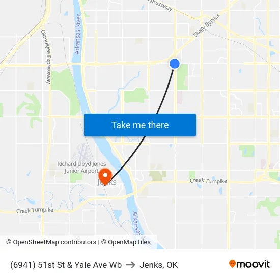 (6941) 51st St & Yale Ave Wb to Jenks, OK map