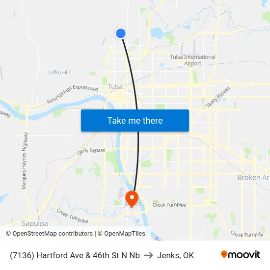 (7136) Hartford Ave & 46th St N Nb to Jenks, OK map
