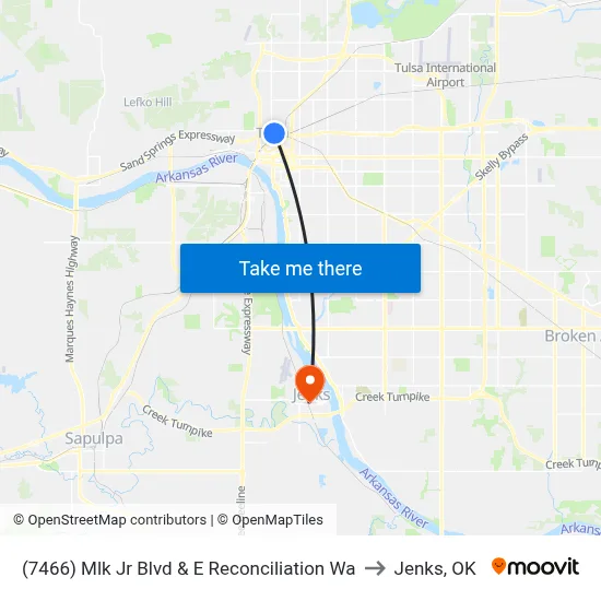 (7466) Mlk Jr Blvd & E Reconciliation Wa to Jenks, OK map