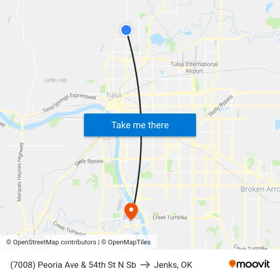 (7008) Peoria Ave & 54th St N Sb to Jenks, OK map
