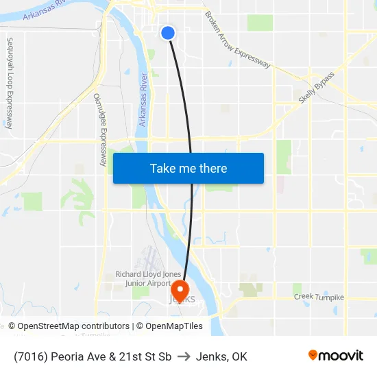 (7016) Peoria Ave & 21st St Sb to Jenks, OK map