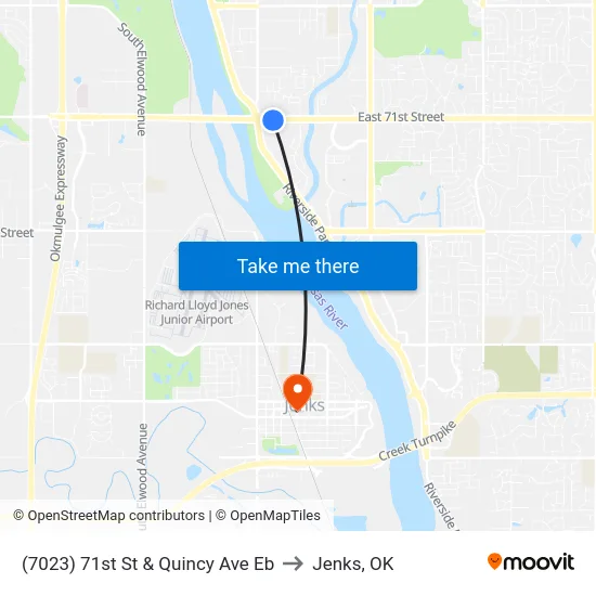 (7023) 71st St & Quincy Ave Eb to Jenks, OK map