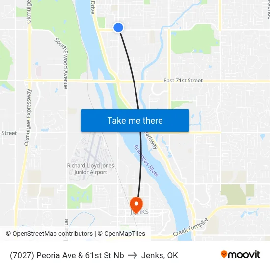 (7027) Peoria Ave & 61st St Nb to Jenks, OK map