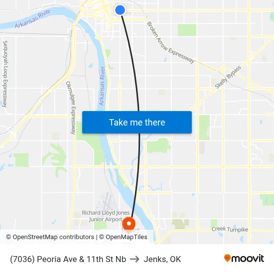 (7036) Peoria Ave & 11th St Nb to Jenks, OK map