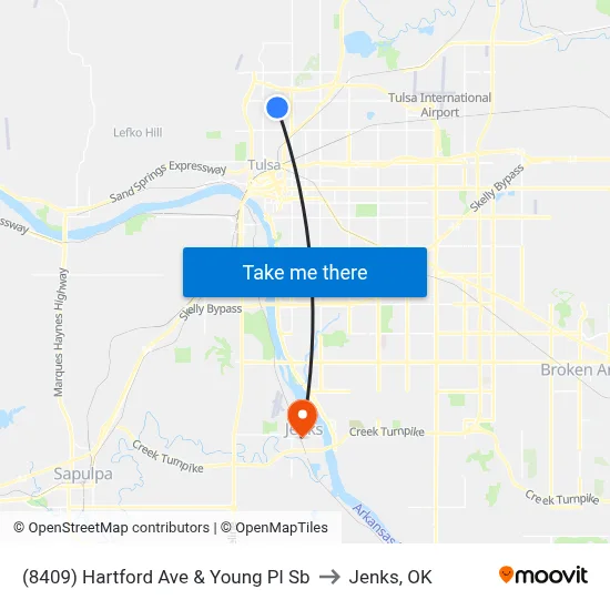 (8409) Hartford Ave & Young Pl Sb to Jenks, OK map