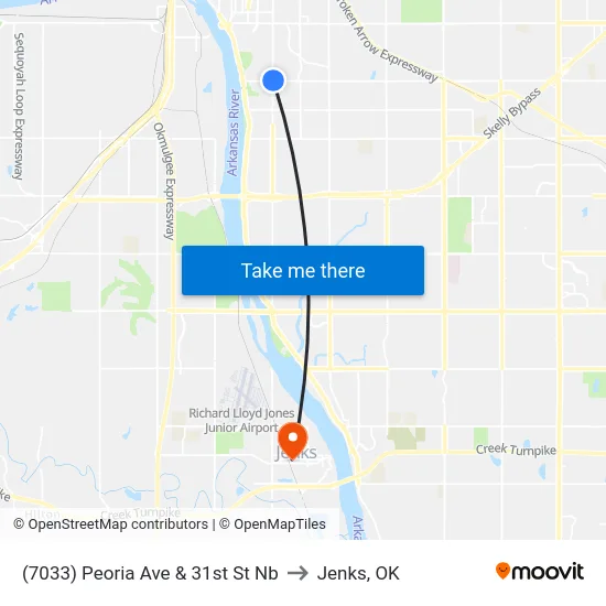 (7033) Peoria Ave & 31st St Nb to Jenks, OK map
