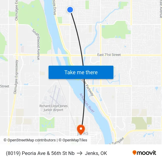 (8019) Peoria Ave & 56th St Nb to Jenks, OK map